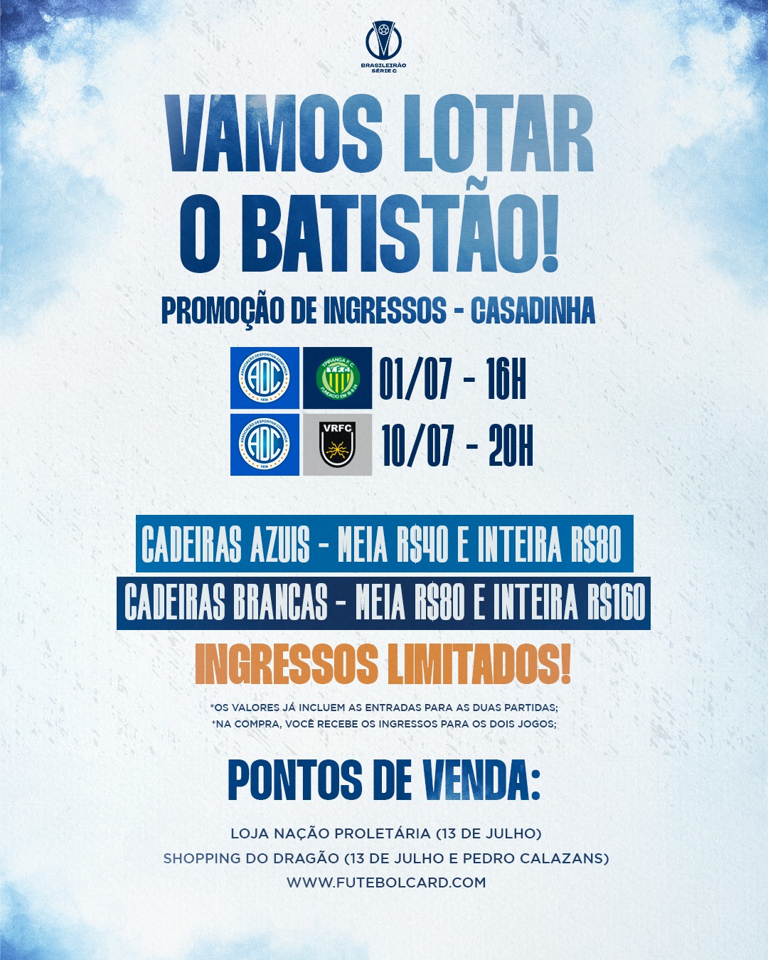 Confiança - Confira a tabela de jogos atualizada do Dragão na Série C 🐉. .  Temos dois jogos em casa agora e o apoio da torcida é fundamental!. .  INGRESSOS:. . Para